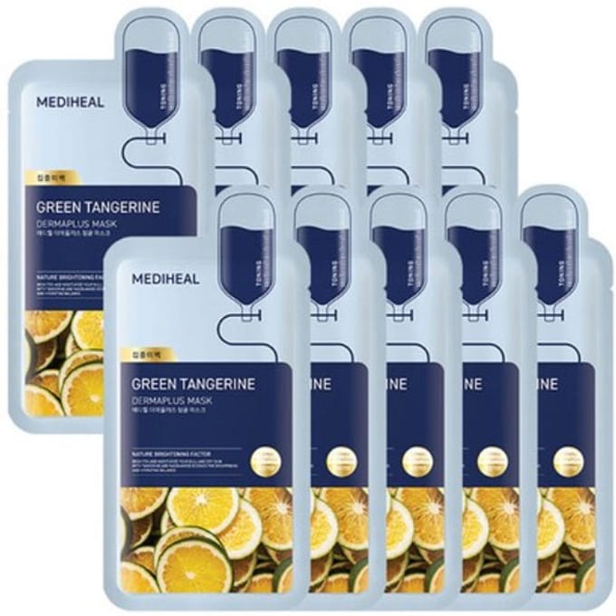 MediHeal Green Tangerine Dermaplus Mask 10ea + RANDOM GIFT