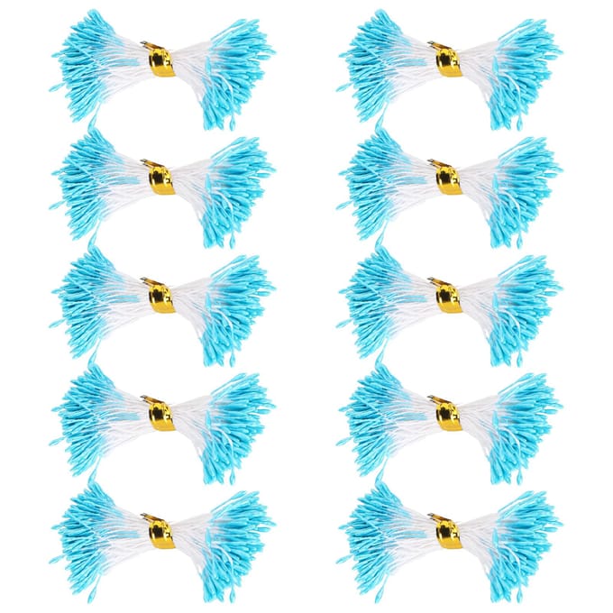 900 Pièces Étamines Perle Bleu Double Extrémité Cœur de Fleur Gypse Artificiel Fabrication de Bouquet blue