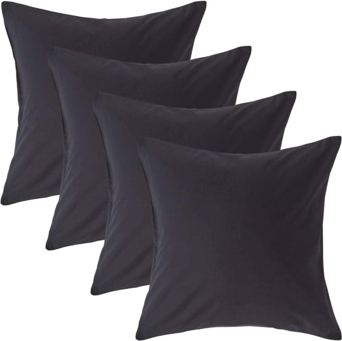 Homescapes Kussensloop 40x40 cm Set van 4 – Zwart – 100% Egyptisch Perkal Katoen – 200 TC