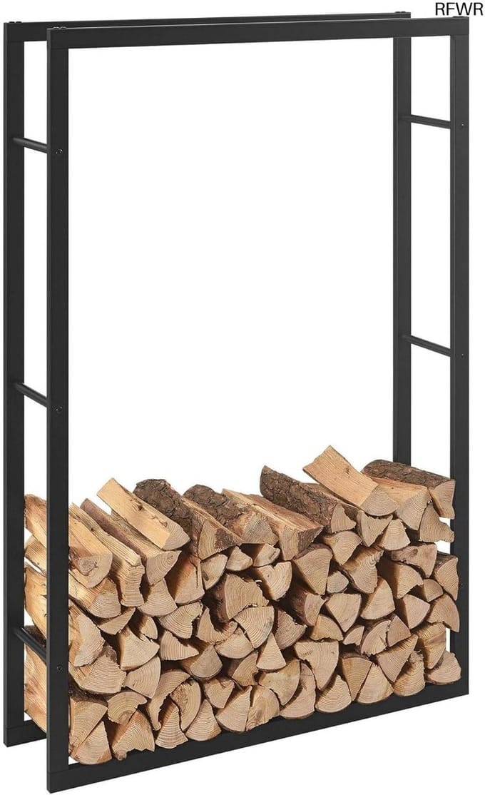 Houthaardrek - Houtopslag - Buiten opslaan - Stabiele constructie - 100x25x150cm - Zwart