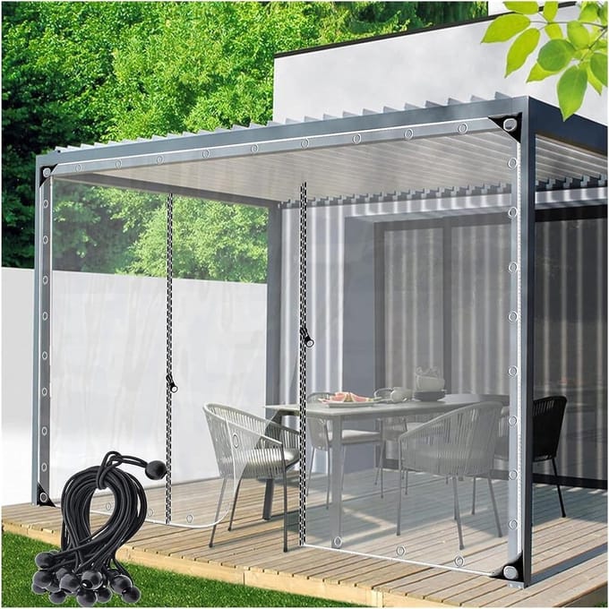 Tuinhuisje Zijpanelen - Transparant Dekzeil - Buiten Leefruimte - Dubbele Ritssluiting - Aanpasbaar - Transparant