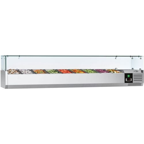 GGM Gastro Opzetkoelvitrine PREMIUM - 1800x335mm - 8x GN 1/4 zilver