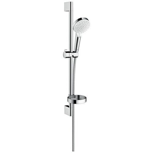 hansgrohe crometta vario doucheset 65 cm - 2 straalsoorten - met zeepschaal - wit/ chroom - diameter handdouche 100 mm