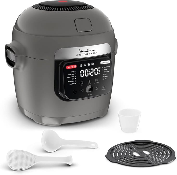Multikoker en Airfryer: 12 Programma's, 6L Capaciteit, Koken op 2 Niveaus