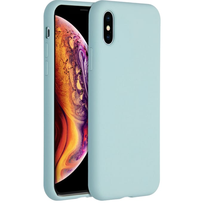 Accezz Hoesje - Geschikt voor Apple iPhone Xs / X - Liquid Silicone Backcover - Sky Blue