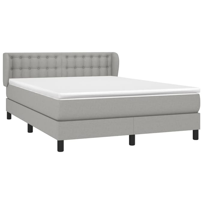 vidaXL - Boxspring - met - matras - stof - lichtgrijs - 140x200 - cm