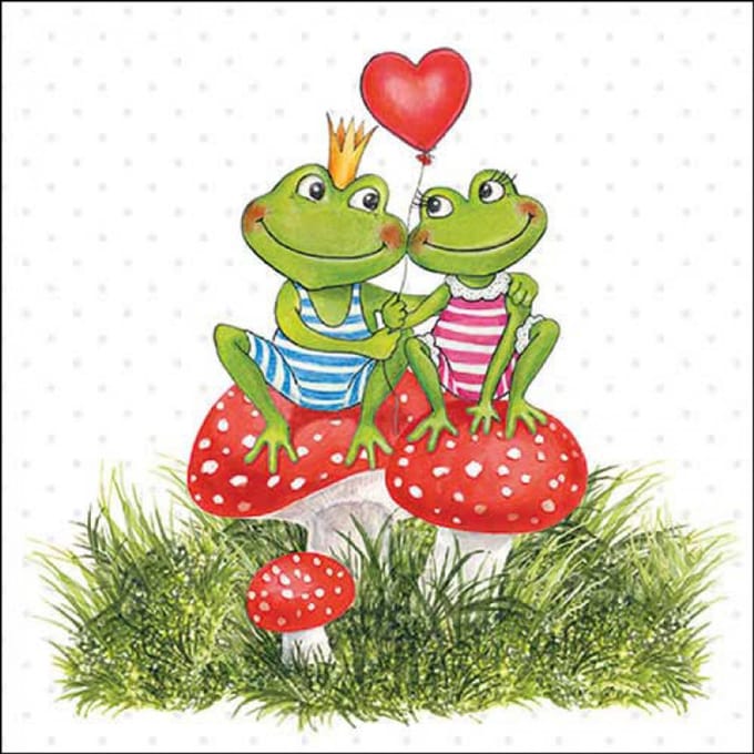 Cocktail Servetten Frogs in love - Ambiente - 25x25 cm