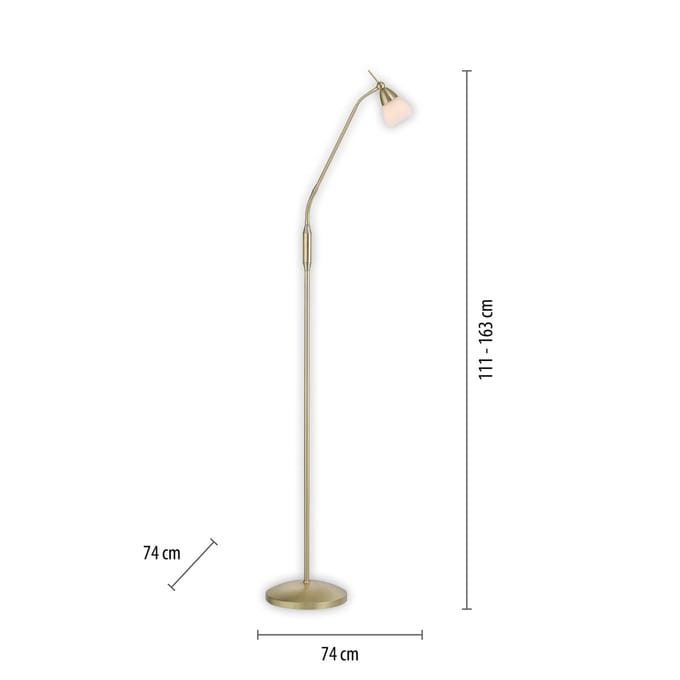 Paul Neuhaus vloerlamp Pino, messing, 163 cm, dimbaar, G9