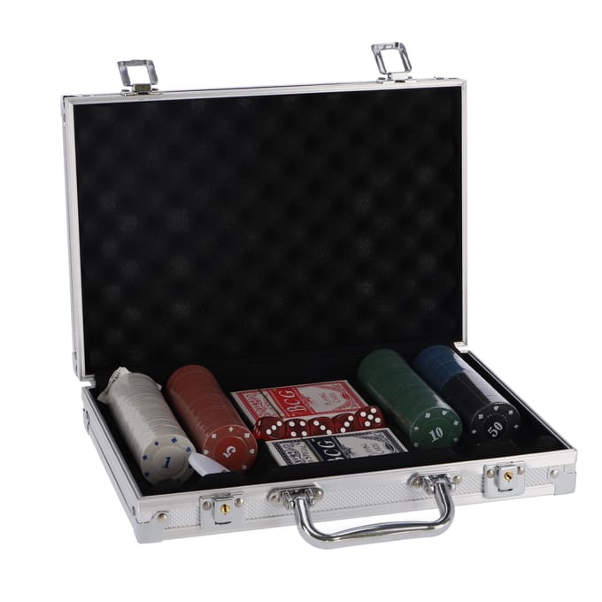 Pokerset in koffer 200 delig met 2 decks  speelkaarten en fiches