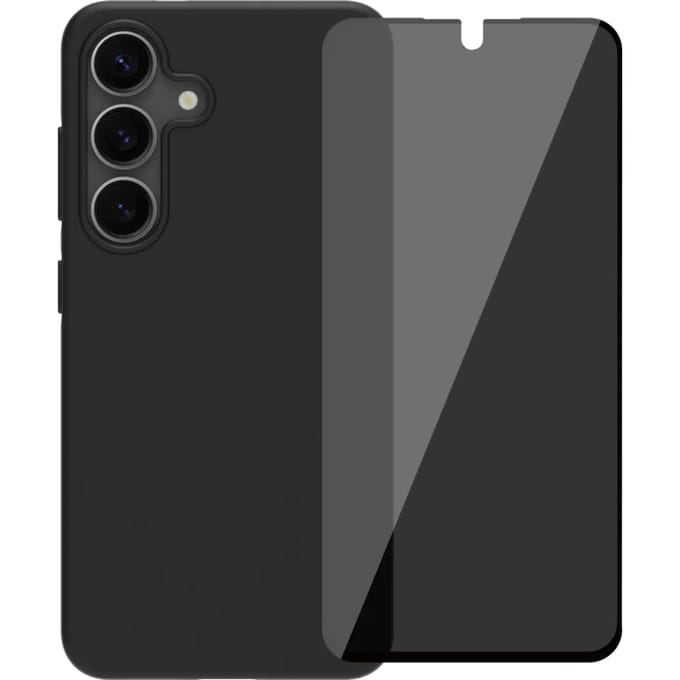 BlueBuilt Samsung Galaxy S25 Back Cover Zwart + BlueBuilt Privacy Screenprotector Glas