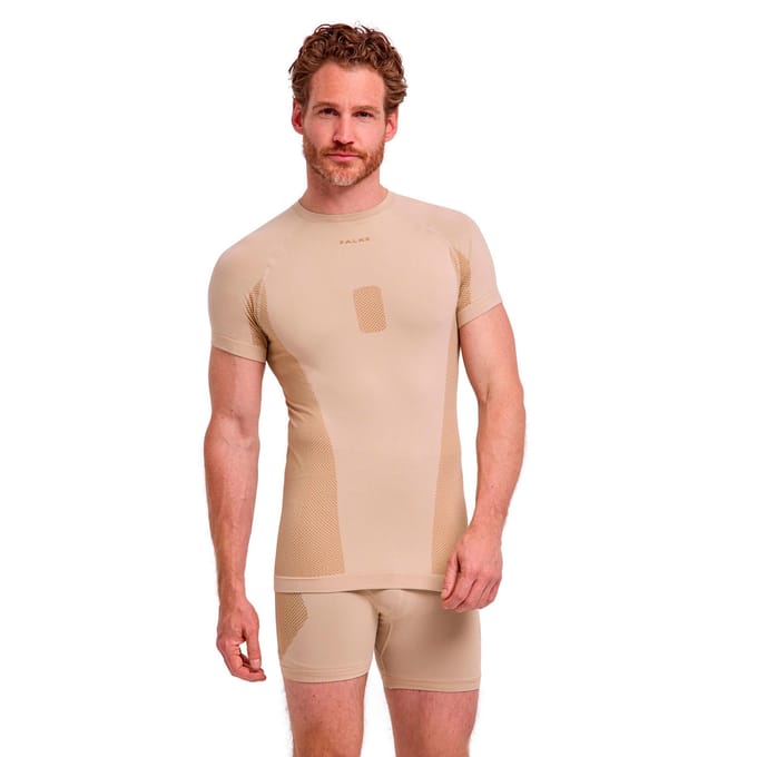 FALKE Warm Trend Shortsleeved sneldrogend functioneel materiaal functioneel shirt met korte mouwen heren beige - maat M