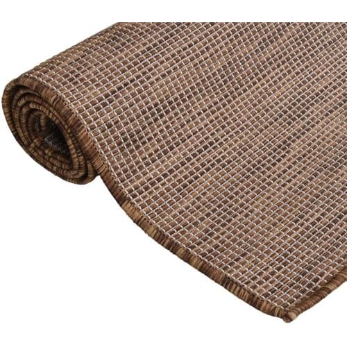 vidaXL - Buitenkleed - platgeweven - 140x200 - cm - bruin