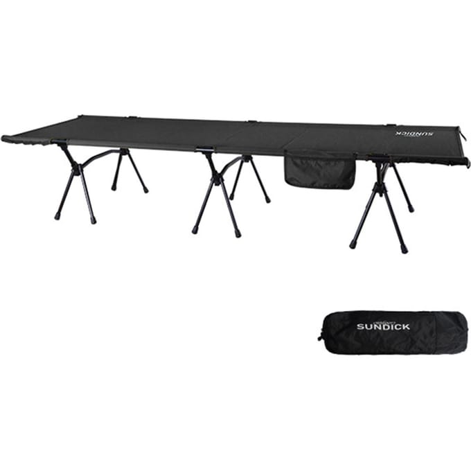 Lit de Camping pliant avec rallonges de jambes, lit de couchage Portable pour Camping et randonnée noir