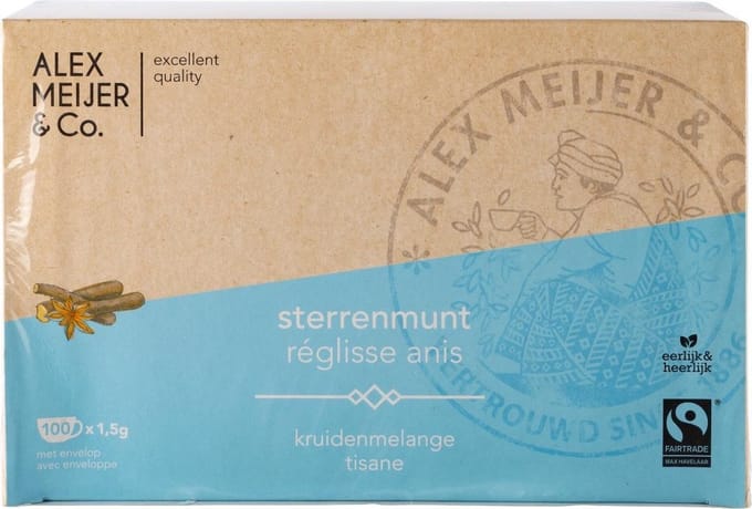Alex Meijer Thee sterrenmunt, FT - Doos 100 stuks x 1,5 gram