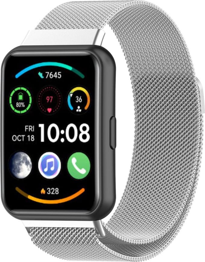 Milanees bandje - geschikt voor Huawei Fit 2 - zilver