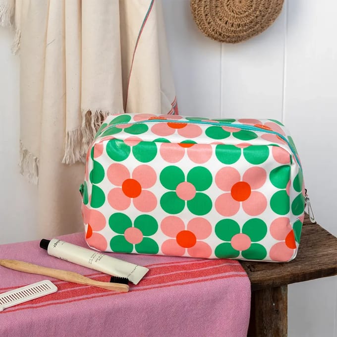 Toilettas Daisy Pink Green van Rex London
