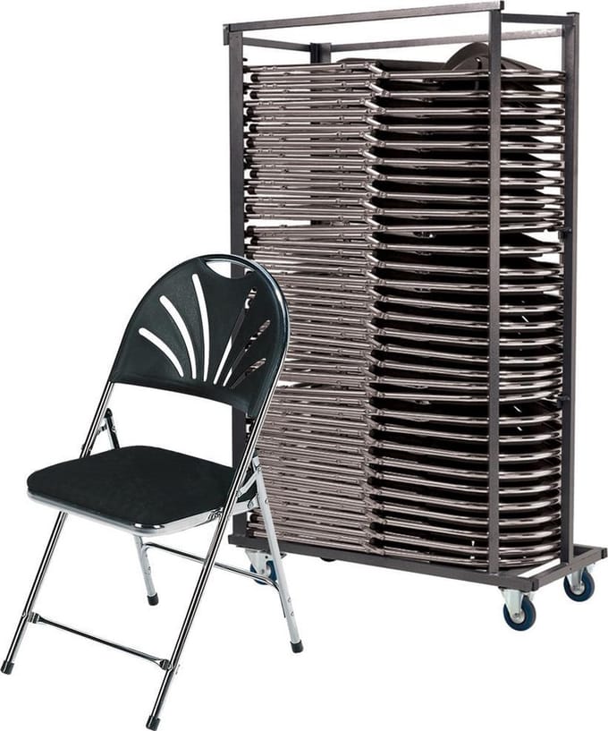 30 x klapstoel Phoenix Deluxe (chroom, zwart) - in transportkar - bulkprijs - actiepakket
