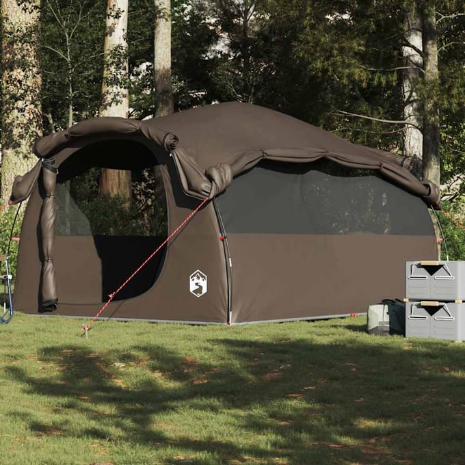 Tente Familiale, Tunnel, 6 Personnes, Marron, Imperméable