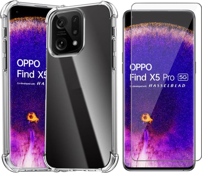Hoesje geschikt voor Oppo Find X5 Pro - Screenprotector Glas - Shockproof Transparant