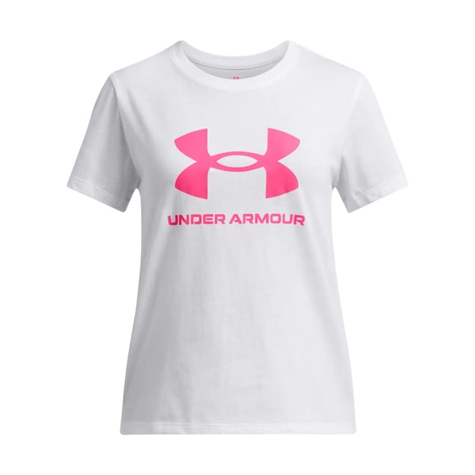 Under Armour UA BIG LOGO SS Unisex Sportshirt - Wit - Roze