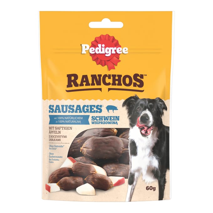 60g Pedigree Ranchos worstjes varkensvlees & appel hondensnacks