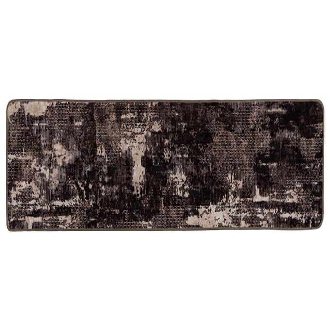 vidaXL - Tapijt - Runner - MARSA - Zwart - en - Wit - 100 - x - 200 - cm - Polyester - en - PVC