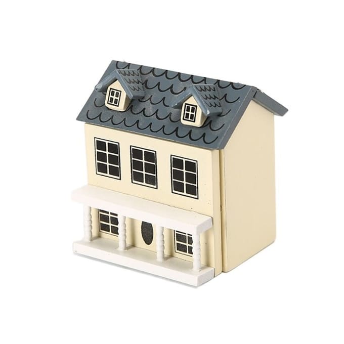 1:12 Poppenhuis Miniatuur Huis Simulatie Mini Villa Miniatuur Ambachtelijk Gebouw Houten Mini Miniatuur Huis Model beige