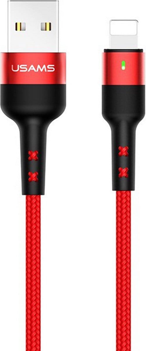 Usams Gevlochten Apple Lightning Kabel (100cm) - Rood