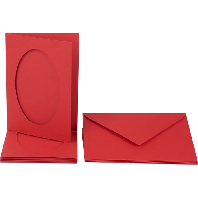 Passepartoutkaarten "Ovaal", 10 stuks. - Rood