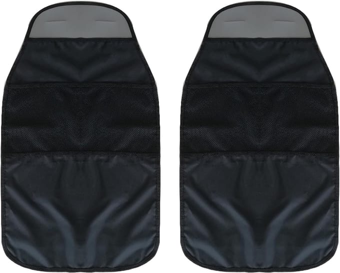 Famanu – Rugleuningbeschermer auto, set van 2, met organizer, waterdicht en verstelbaar, zwart