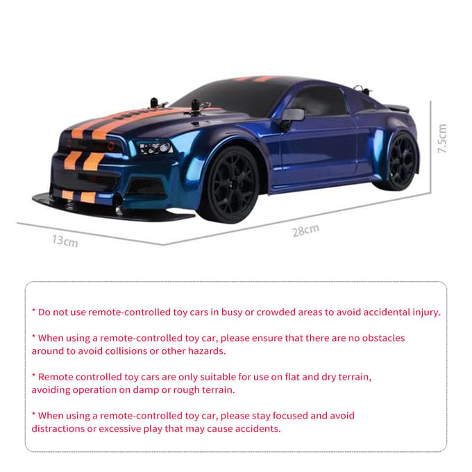 Auto met afstandsbediening, 1:14 2,4 GHz 30 km/u vierwielaandrijving hogesnelheids afstandsbediening drift raceauto 2 battery zwart