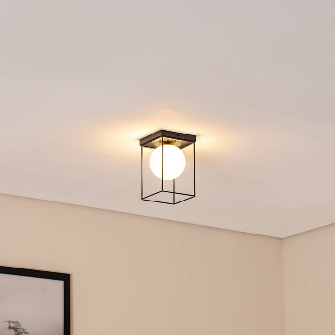 SIGMA Plafondlamp Aroma, 1-lamp, zwart/wit/goud, staal