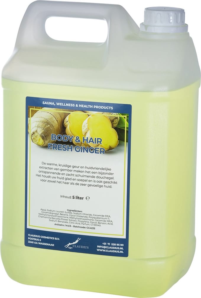 Body & Hair Fresh Ginger 5 Liter - navulling - 2 in 1 voor lichaam en haar.