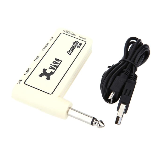 Mini oplaadbare elektrische gitaarplug hoofdtelefoonversterker versterker origineel geluid white