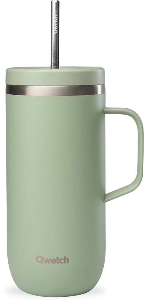 Qwetch Cold Cup Geïsoleerd met Handvat - Matt Groen Linnendegroen