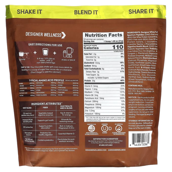 Labels Wei, Natuurlijk 100% Wei Eiwitpoeder, Gourmet Chocolade, 1,82 kg(4lb)