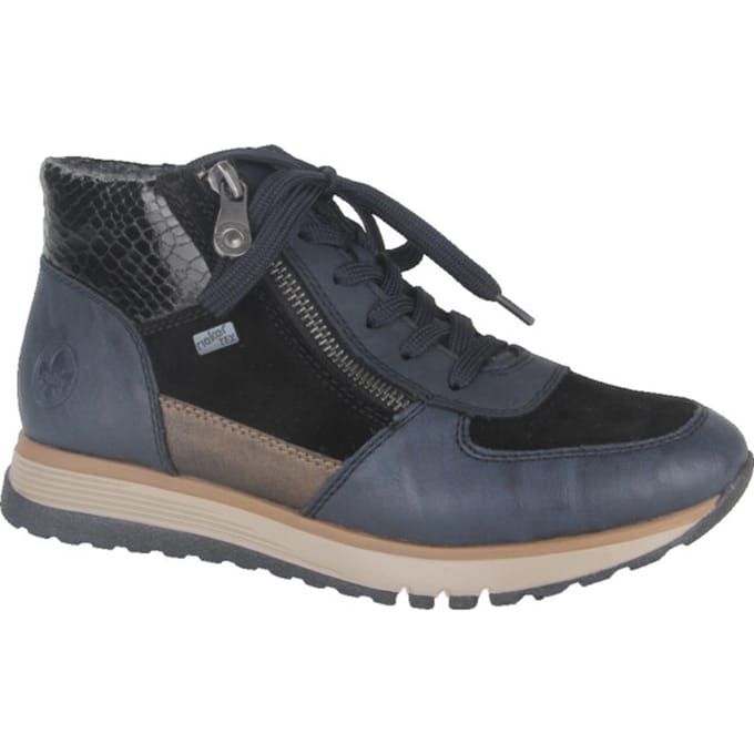 Rieker Dames Veterboot Gevoerd - 49040-14 Blauw - Wijdte H - Maat 40