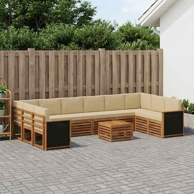 vidaXL - Buiten - bank - set - 11 - st - Natuurlijk - en - Beige