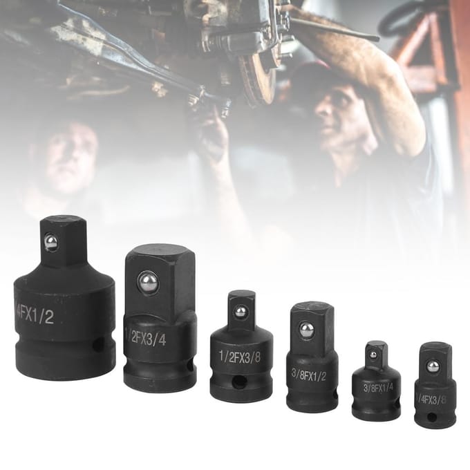 6-delige set Impactdopsleutelconverter Verloopstukset 1/2in 1/4in 3/8in 3/4in blue