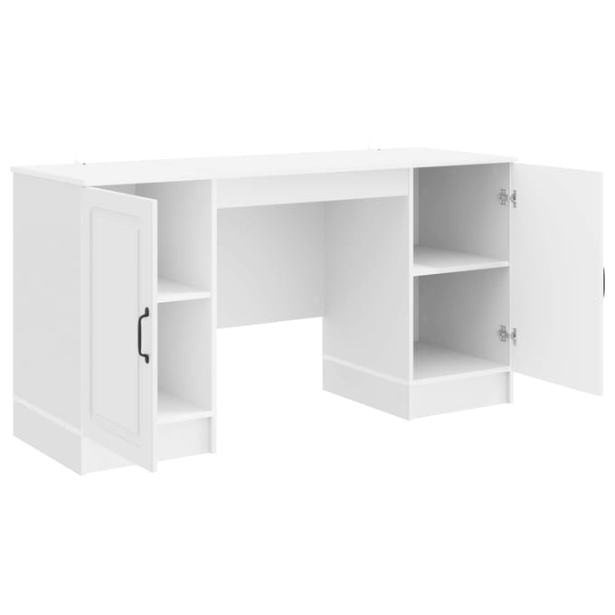 vidaXL - Bureau - Hoogglans - Wit - 142,5 - x - 50 - x - 75 - cm - Bewerkt - hout
