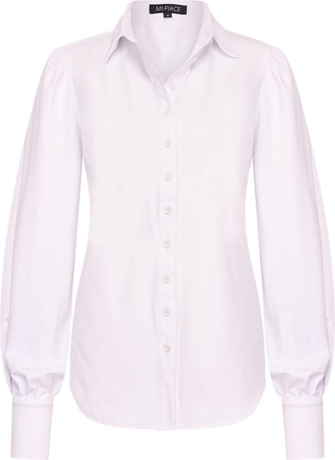MI PIACE - Travel Blouse Pofmouw Uni White 2037 - Maat : XXL