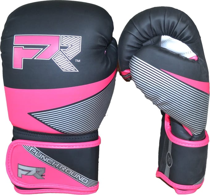 Punch Round Bokshandschoenen Evoke Zwart Roze - 12 OZ