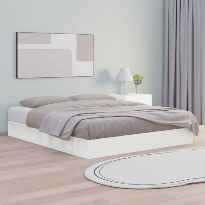 vidaXL - Bedframe - massief - hout - wit - 140x200 - cm