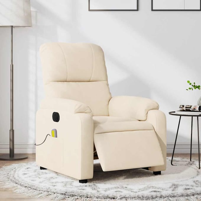 vidaXL - Massagestoel - elektrisch - verstelbaar - microvezelstof - beige