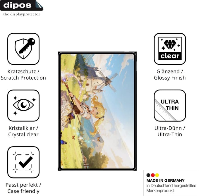 dipos – 2x Beschermfolie geschikt voor Honor MagicPad 4 12.3 | Krasbestendige & heldere Screenprotector Ultra-Thin