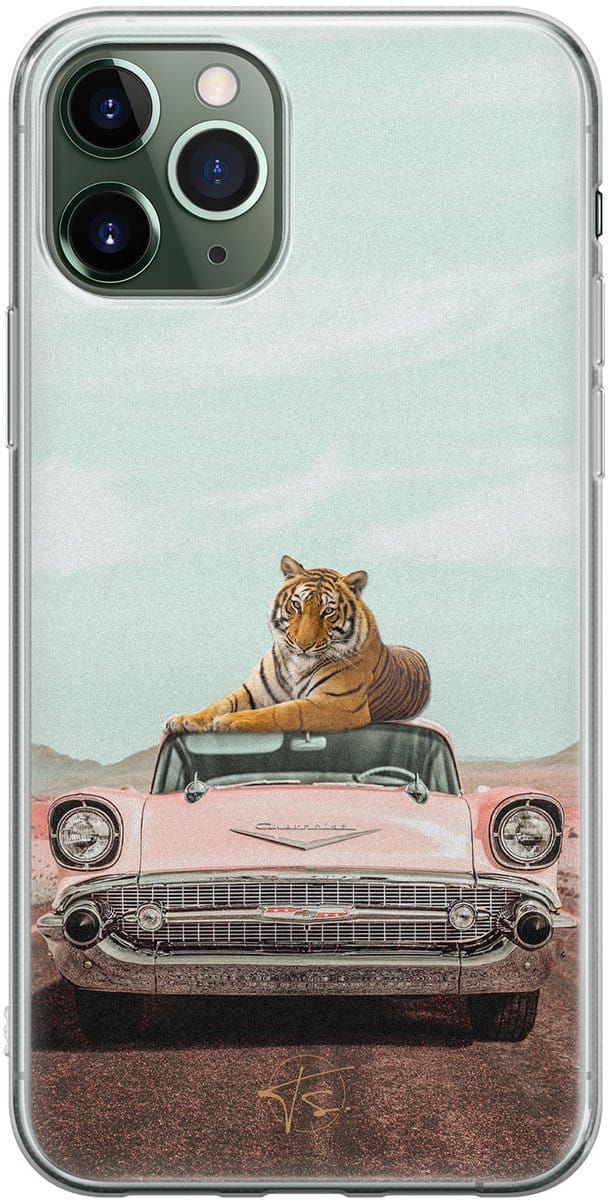 Hoesje geschikt voor iPhone 11 Pro - Chill tijger - Soft Case - TPU - Print - Multi - ELLECHIQ