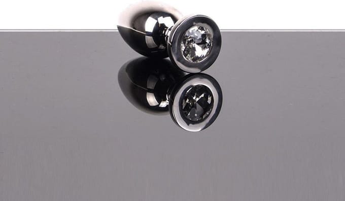 Kiotos - Lichtgewicht Buttplug Metaal Met Wit Kristal - Small