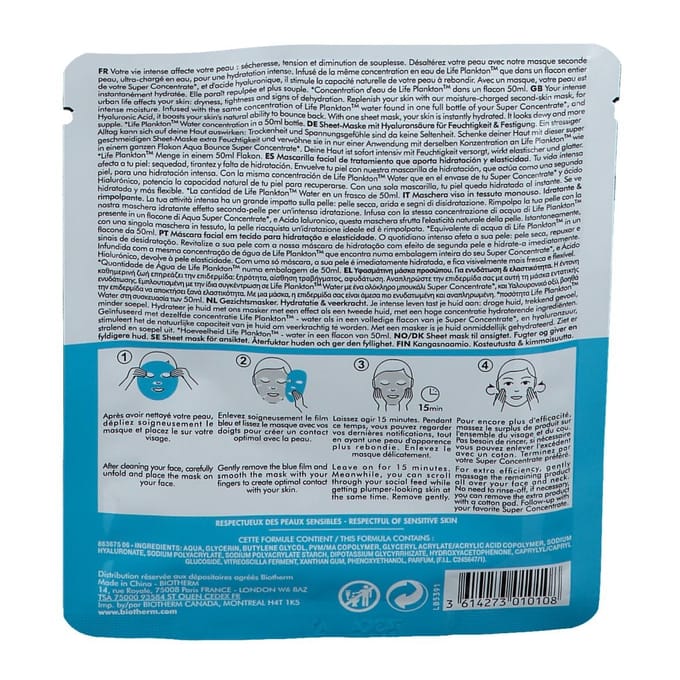 Biotherm Hydraterend Gezichtsmasker Met Volume Gevend Effect Biotherm - Aquasource Aqua Bounce Hydraterend Gezichtsmasker Met Volume-gevend Effect