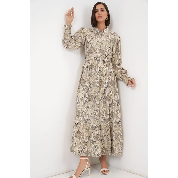 Maxi Shirtjurk met Paisleyprint en Riem