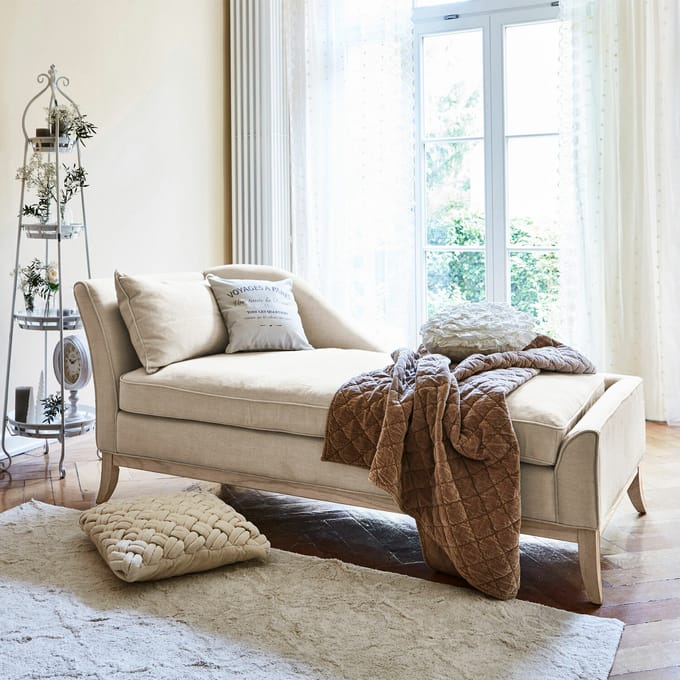 LOBERON Chaise longue Alphonse beige